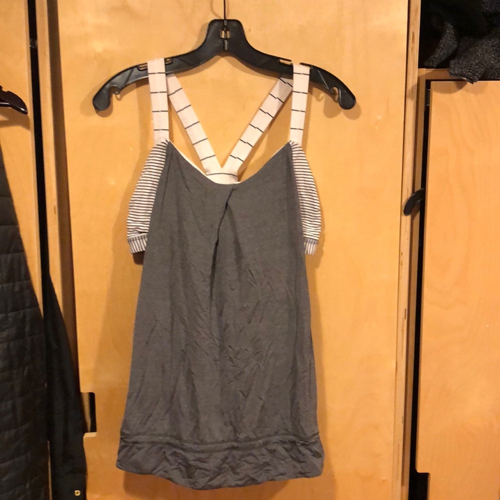 Lululemon sports bra-tank combo, grey and cream